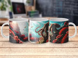 Octopus Mug Sublimation Wrap, Deep Sea Fantasy Marine Life 11oz 15oz Mug Digital Design for Ocean Lovers Gift thumbnail 1