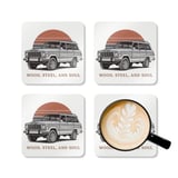 Grand Wagoneer Corkwood Coaster Set, The Waggy Car Coasters, Auto Decor, Wood, Steel, Soul, Gift For Car Lovers, Housewarming Gift thumbnail 5