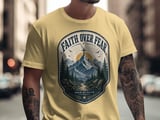 Faith Over Fear Mountain Cross T-Shirt, Christian Religious Tee, Walk By Faith Hiking Nature Shirt, Inspirational Gift thumbnail 4