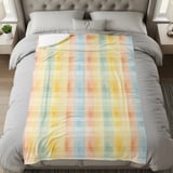 Watercolor Plaid Throw Blanket: Soft, Lightweight, Home Decor, Matching Pillows thumbnail 12