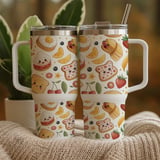 Digital Pattern Bundle, Kawaii Food Pattern, Cute Breakfast Digital, Egg, Pancake, Toast, Strawberry, Banana, Seamless Design, Digital thumbnail 11
