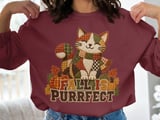 Fall Is Purrfect Sweatshirt, Quilted Cat Hoodie, Cute Autumn Cat Tote Bag, Cozy Fall Season Crewneck, Thanksgiving Cat Mom Gift thumbnail 19