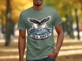US Navy Eagle Anchor T-Shirt, Patriotic Military Veteran Gift, Naval Ships Honor Courage Commitment Apparel Tee thumbnail 7