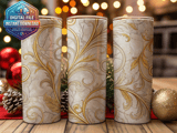 20 oz Skinny Tumbler Wrap Sublimation Design, Marble Gold Floral, Straight and Tapered Wrap png, Digital Download, Elegant Tumbler thumbnail 2
