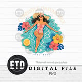 Pool Mode PNG Digital Download, Summer Vacation Girl Sublimation Design, Tropical Relaxation Graphic for T-Shirts Mugs Tumblers, Resort thumbnail 1