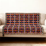 Spooky Bat Plaid Halloween Velveteen Blanket, Purple Orange Grunge Goth Cozy Woven Blanket & Throw Pillows, Fall Decor Gift thumbnail 4