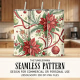 Christmas Poinsettia Tumbler Design, Digital Download, Floral Junk Journal, Watercolor Flower Background, Colorful Flowers Digital Papers thumbnail 2