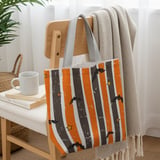 Spooky Bat & Star Grunge Stripe Phone Case, Halloween Aesthetic Tote Bag, Orange and Black Witchy Phone Cover thumbnail 3