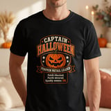 Captain Halloween Pumpkin Patrol Leader Graphic Print Crewneck Sweatshirts Spooky Season Jack O Lantern Design thumbnail 12