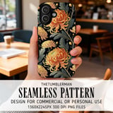 Floral Tumbler Design, Chrysanthemum Flowers, Digital Paper, Junk Journal, Printable PNG, Watercolor Background, Scrapbooking thumbnail 6