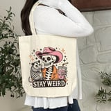 Stay Weird Cowboy Skeleton Tote Bag thumbnail 7