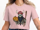 Swedish American Halloween Sweatshirt and T-shirts, Viking Skeleton, Lagom, Pumpkin, Fall Apparel, Scandinavian Pride, Unique Halloween Gift thumbnail 2