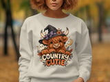 Highland Cow Halloween Sweatshirt Hoodie, Country Cutie Witch Cow Fall Tote Bag, Cute Ghost Pumpkin Autumn Graphic Spooky Season Gift thumbnail 8
