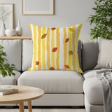 Fall Leaf Yellow Stripe Throw Pillow Case & Table Runner, Autumn Home Decor, Seasonal Accent Pillows thumbnail 2