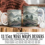 Misty Highlands Stag Landscape Digital Size Bundle Png thumbnail 4