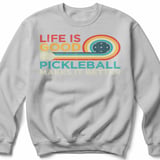 Pickleball Gildan Crewneck Sweatshirt, Life Is Good Pickleball Makes It Better, Cozy Court Warm Up Fleece thumbnail 7