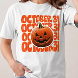 October 31st Halloween Pumpkin T-Shirt | Spooky Jack-o'-Lantern Tee | Retro Vintage Fall Season Holiday Shirt thumbnail 2
