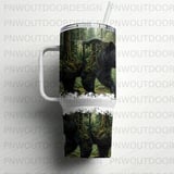 Black Bear Forest 40oz Tumbler Sublimation PNG, Distressed Tapered Seamless Wrap, Digital Download, Free Car Coasters thumbnail 5