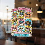 Cool Dogs Club T-Shirt Cartoon Puppies Wearing Sunglasses Colorful Canine Breeds Graphic Print thumbnail 9