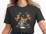 Cats feast on UFO's funny graphic -shirt, UFO Kitten Invasion Tee thumbnail 2