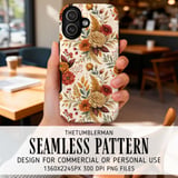 Floral Tumbler Design, Digital Paper, Autumn Flower Backgrounds, Watercolor Flowers, Junk Journal Pages, Printable Tumbler PNG, Scrapbooking thumbnail 6