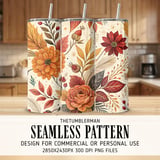 Autumn Flowers Tumbler Design, Digital Download, Fall Floral PNG, Junk Journal Paper, Watercolor Backgrounds, Scrapbooking Paper thumbnail 2