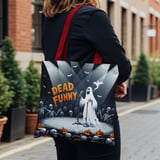 Halloween Tote Bag, Dead Funny Ghost Stand Up Comedy, Skeleton Audience, Pumpkin Seats, Bats, Spooky Season, Unique Halloween Tote Bag thumbnail 4