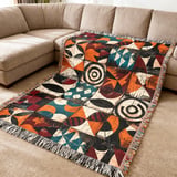 Abstract Geometric Pattern Velveteen Blanket, Woven Blanket, Throw Pillows - Modern Mid-Century Home Decor Gift thumbnail 7