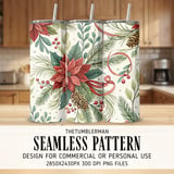 Christmas Floral Tumbler Design, Digital Paper, Watercolor Flower Backgrounds, Poinsettia PNG, Scrapbooking Paper, Digital Download thumbnail 2