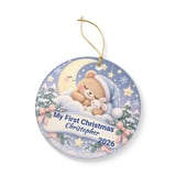 Baby First Christmas Ornament 2026, Personalized Teddy Bear Sleeping Moon Cloud Keepsake, Custom Newborn Boy Holiday Tree Ornaments thumbnail 5