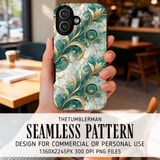 Teal Gold Floral Tumbler Design, Digital Paper Pack, Watercolor Flowers Backgrounds, Junk Journal Pages, Printable Tumbler PNG, Scrapbooking thumbnail 6