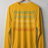 Pickleball Sport-Tek Long Sleeve Tee, Retro Striped Font Multi Line Pickleball Repeat Graphic, Sun Shield Shirt thumbnail 3