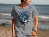 United States Air Force T-Shirt, USAF Aircraft Emblem Tee, Military Aviation Gift, Aim High Fly Fight Win Veteran Shirt thumbnail 7