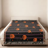 Halloween Jack O'Lantern Woven Blanket, Spooky Cute Pink Stripe Velveteen Blanket, Y2K Aesthetic Throw Pillow Decor Gift thumbnail 10