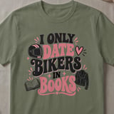 I Only Date Bikers In Books Tee thumbnail 4