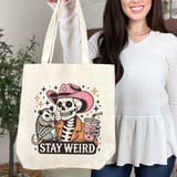 Stay Weird Cowboy Skeleton Tote Bag thumbnail 9
