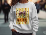 Cute Halloween Pumpkin Sweatshirt, Leopard Bow Spooky Season Hoodie, Fall Faux Glitter Pumpkins T-Shirt for Women thumbnail 8