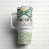 Easter Bunny 40oz Tumbler Wrap, Seamless Distressed Tapered, Cute Easter, Happy Spring, Digital Download, Sublimation Design thumbnail 5