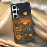 Desert Sunset Moon Tough Phone Case, Southwest Saguaro Cactus Phone Cover, Celestial Boho Botanical Night Sky Aesthetic Gift for Her thumbnail 6