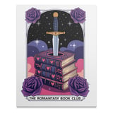 Romantasy Book Club Poster, Sword and Books, Book Lover Gift, Fantasy Art, Purple Roses, Magical Illustration, Readers Gift, Wall Decor thumbnail 2