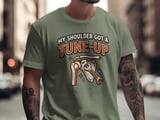 Shoulder Surgery Recovery T-Shirt: Humorous Post-Op Tune-Up Graphic, Orthopedic Rehabilitation Tee thumbnail 13