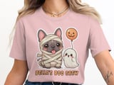 Halloween French Bulldog Mummy Sweatshirt, Cute Dog Ghost Pumpkin Fall Apparel, adult and kid size t-shirts thumbnail 1