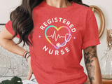 Registered Nurse T-Shirt: Watercolor Heart, Stethoscope, RN Nursing Tee thumbnail 3