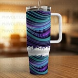 40oz Tumbler Wrap, Seamless Distressed Tapered PNG, Motion Illusion Wavy Design, Forest Silhouettes Digital Download thumbnail 2