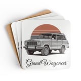 Grand Wagoneer Corkwood Coaster Set, The Waggy Car Coasters, Retro Vehicle, Cool Car Lover Gift, Housewarming Gift, Cars at Petralla Shop thumbnail 1