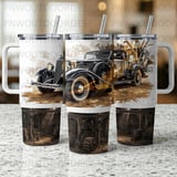 Distressed Vintage Car Tumbler Wrap Design for 40oz Sublimation Tapered | Mechanic Man Cave Digital Download with Free Car Coasters thumbnail 7