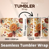 Floral Tumbler Design, Digital Paper, Watercolor Flower Background, Junk Journal Pages, Printable Tumbler PNG, Scrapbooking Paper thumbnail 7