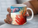 Vibrant Coral Reef Mug Sublimation Wrap for 11oz 15oz Mugs, Underwater Ocean Digital Design, Marine Life PNG Art File thumbnail 5