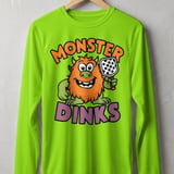 Pickleball Sport-Tek Long Sleeve Tee, Monster Dinks Funny Paddle Art, UV Morning Sun Shield Shirt thumbnail 10