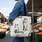 Cute Cat Pattern Tote Bags, Throw Pillow, iPhone Case, Pet Lover Gift, Kitten Art, Cat Mom, Whimsical Home Decor, Cat Illustration thumbnail 4